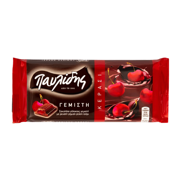 Schokolade mit Kirschcreme (100g) Pavlidis von Pavlidis bei Araxxon - Hochwertiges griechisches Produkt. Schokolade mit Kirschcreme (100g) Pavlidis από Pavlidis στο Araxxon - Αυθεντικό ελληνικό προϊόν.